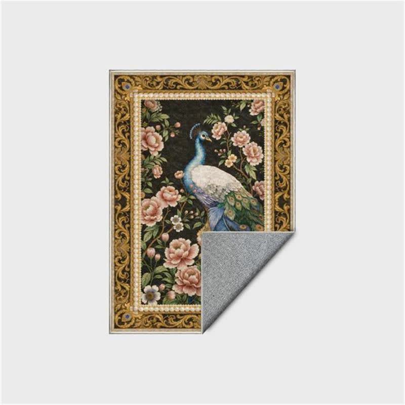 Ownkoti Elegant Peacock Floral Non-slip Area Rug - image 5