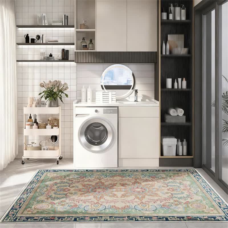 Ownkoti Retro Palace Style Medallion Non-slip Area Rug - image 3