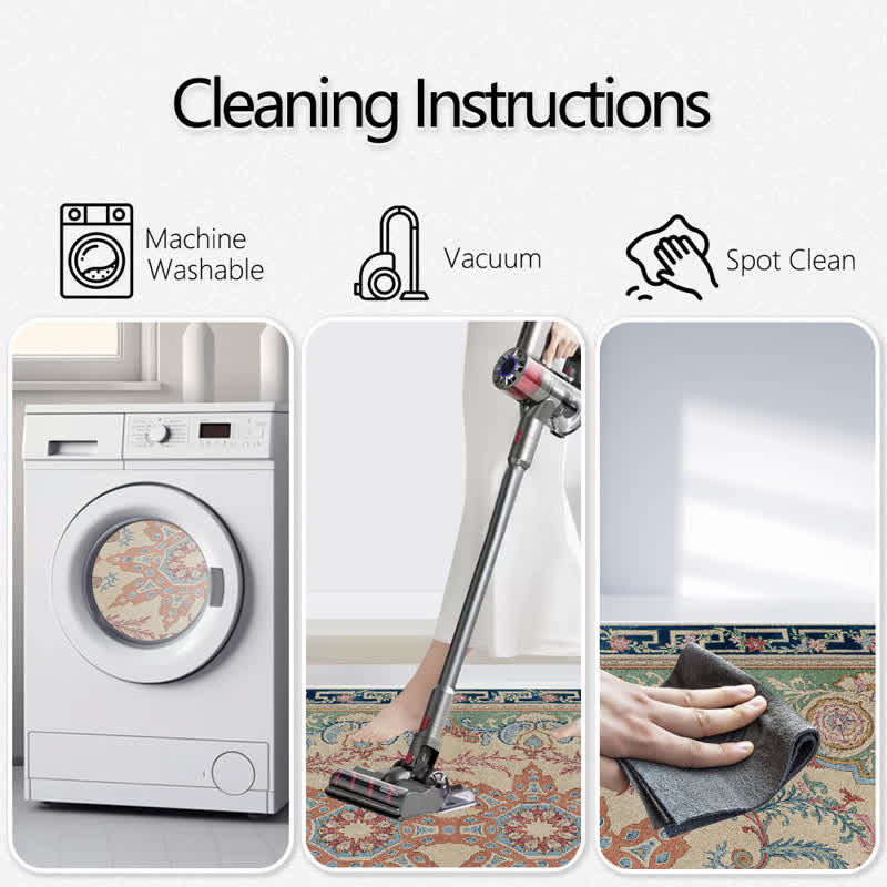 Ownkoti Retro Palace Style Medallion Non-slip Area Rug - image 7