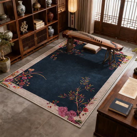 Ownkoti Oriental Chinoiserie Floral Non-slip Area Rug - 95" x 119" - image 0