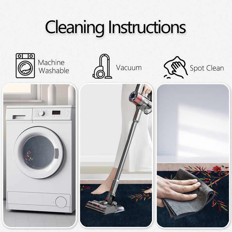 Ownkoti Oriental Chinoiserie Floral Non-slip Area Rug - image 6