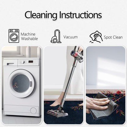 Ownkoti Oriental Chinoiserie Floral Non-slip Area Rug - image 6