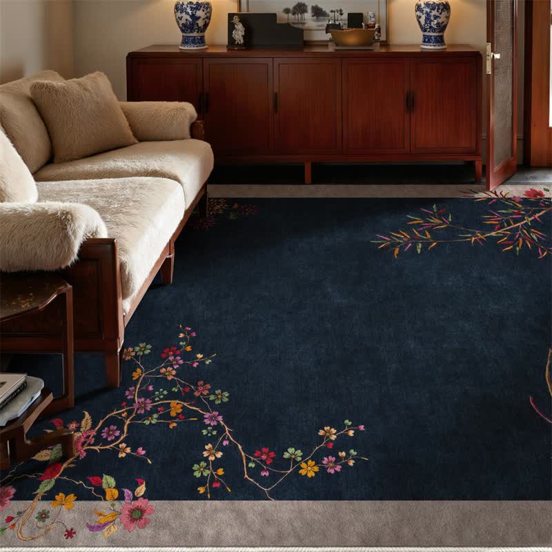 Ownkoti Oriental Chinoiserie Floral Non-slip Area Rug - image 2