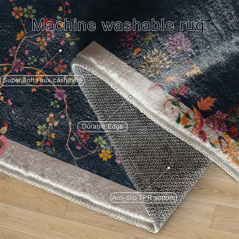 Ownkoti Oriental Chinoiserie Floral Non-slip Area Rug - image 5