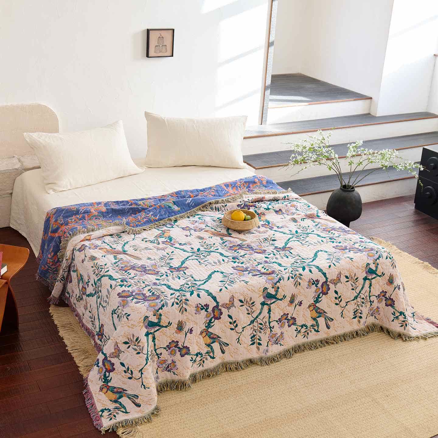 Ownkoti Bird on Branch Cotton Gauze Quilt - King - image 0