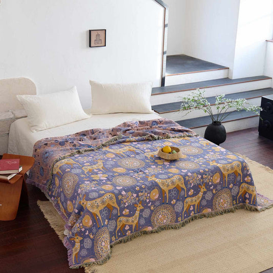 Ownkoti Reversible Floral Deer Cotton Gauze Quilt - King - image 0