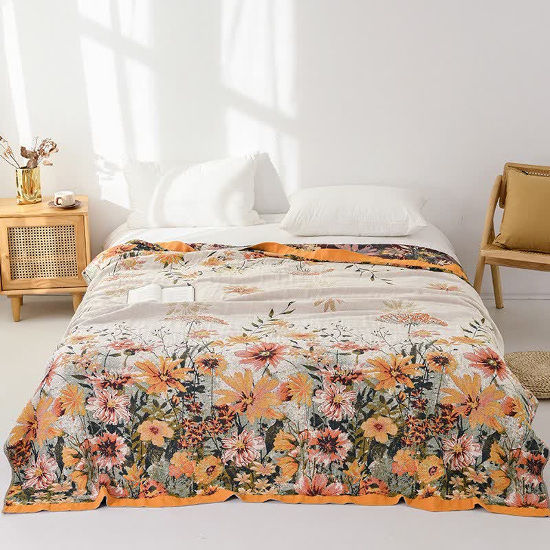 Ownkoti Reversible Daisy Floral Cotton Gauze Quilt - Queen - image 0