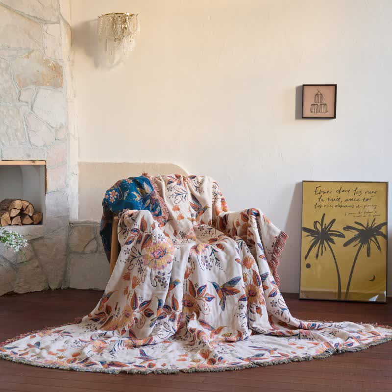 Ownkoti Hummingbird Floral Leaf Cotton Gauze Quilt - image 7