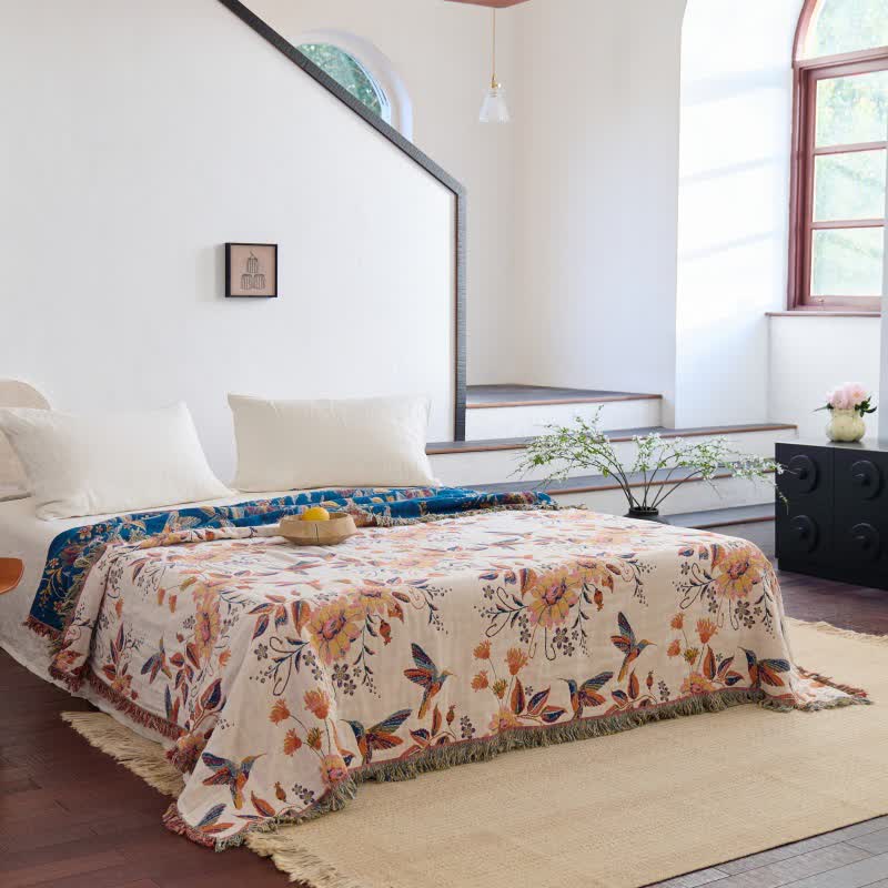 Ownkoti Hummingbird Floral Leaf Cotton Gauze Quilt - image 3