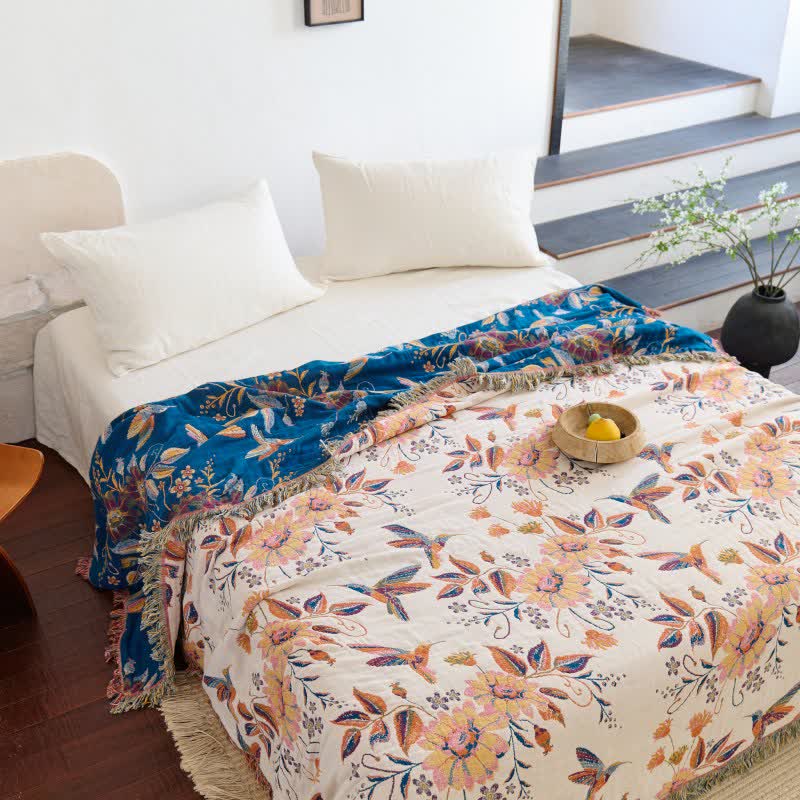 Ownkoti Hummingbird Floral Leaf Cotton Gauze Quilt - image 5