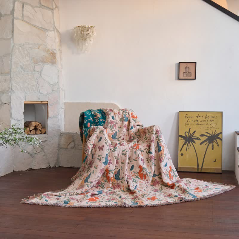 Ownkoti Squirrel Butterfly Floral Cotton Gauze Quilt - image 6