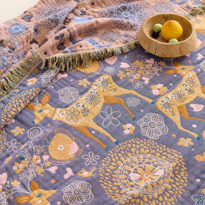 Ownkoti Reversible Floral Deer Cotton Gauze Quilt - image 9