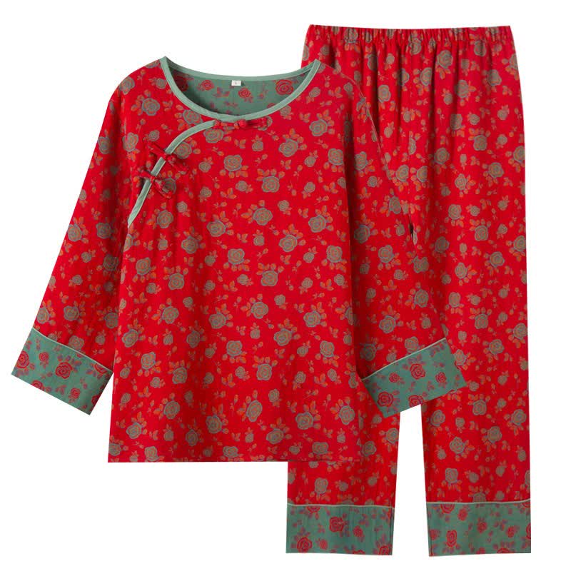 Ownkoti Oriental Vintage Rose Cotton Loungewear Set - image 14