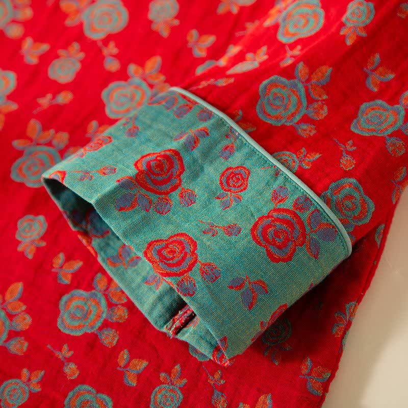 Ownkoti Oriental Vintage Rose Cotton Loungewear Set - image 6