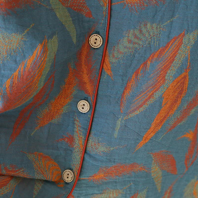 Ownkoti Vintage Feather Cotton Couple Pajama Set - image 8