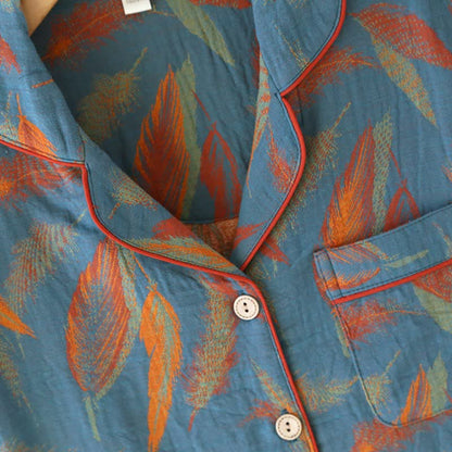 Ownkoti Vintage Feather Cotton Couple Pajama Set - image 7