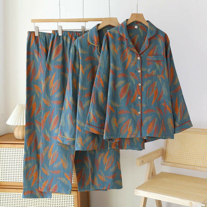 Ownkoti Vintage Feather Cotton Couple Pajama Set - image 0