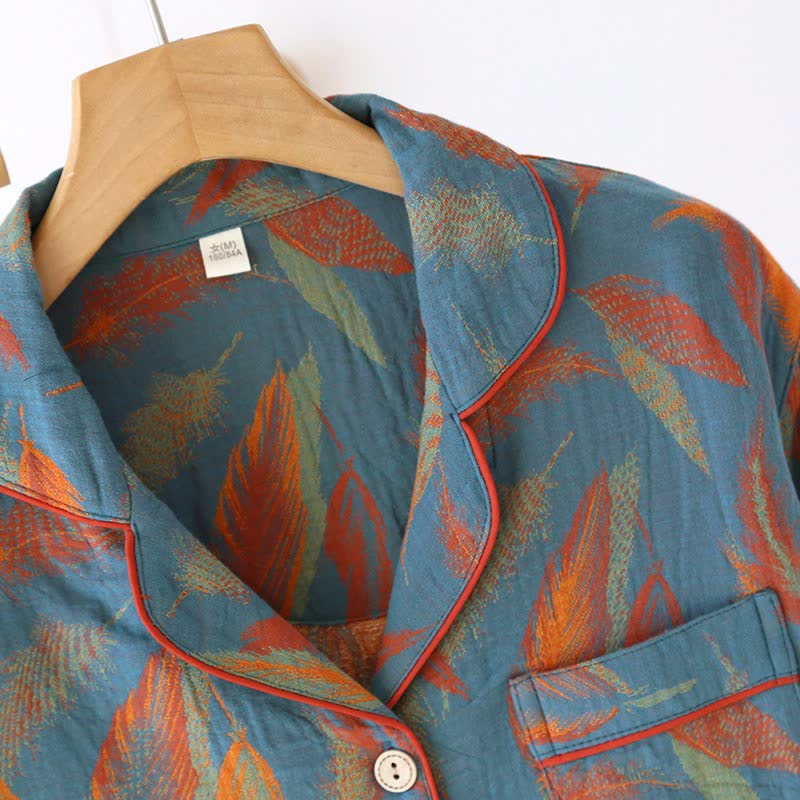 Ownkoti Vintage Feather Cotton Couple Pajama Set - image 6