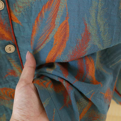 Ownkoti Vintage Feather Cotton Couple Pajama Set - image 11