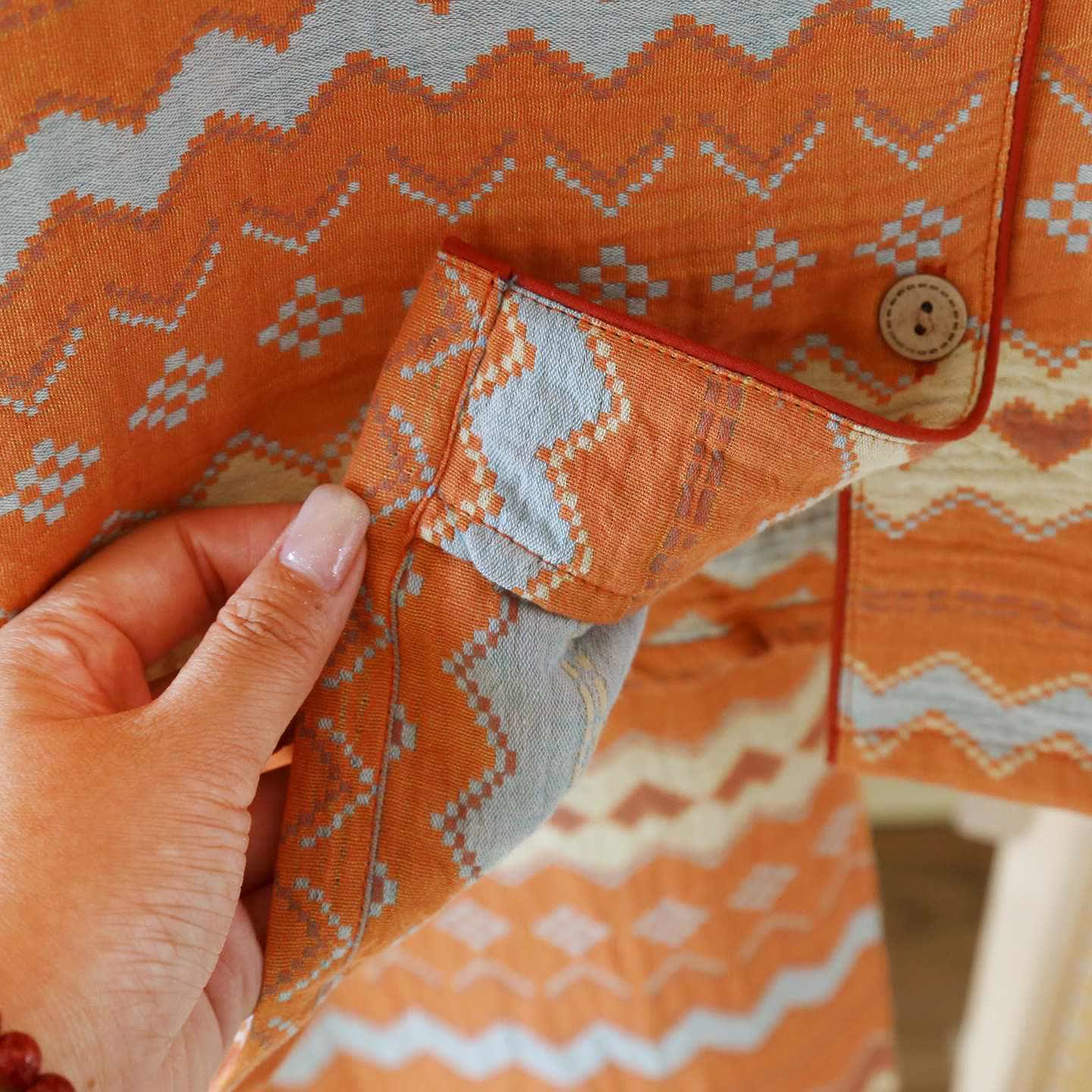 Ownkoti Vintage Wave Cotton Couple Loungewear Set - image 8