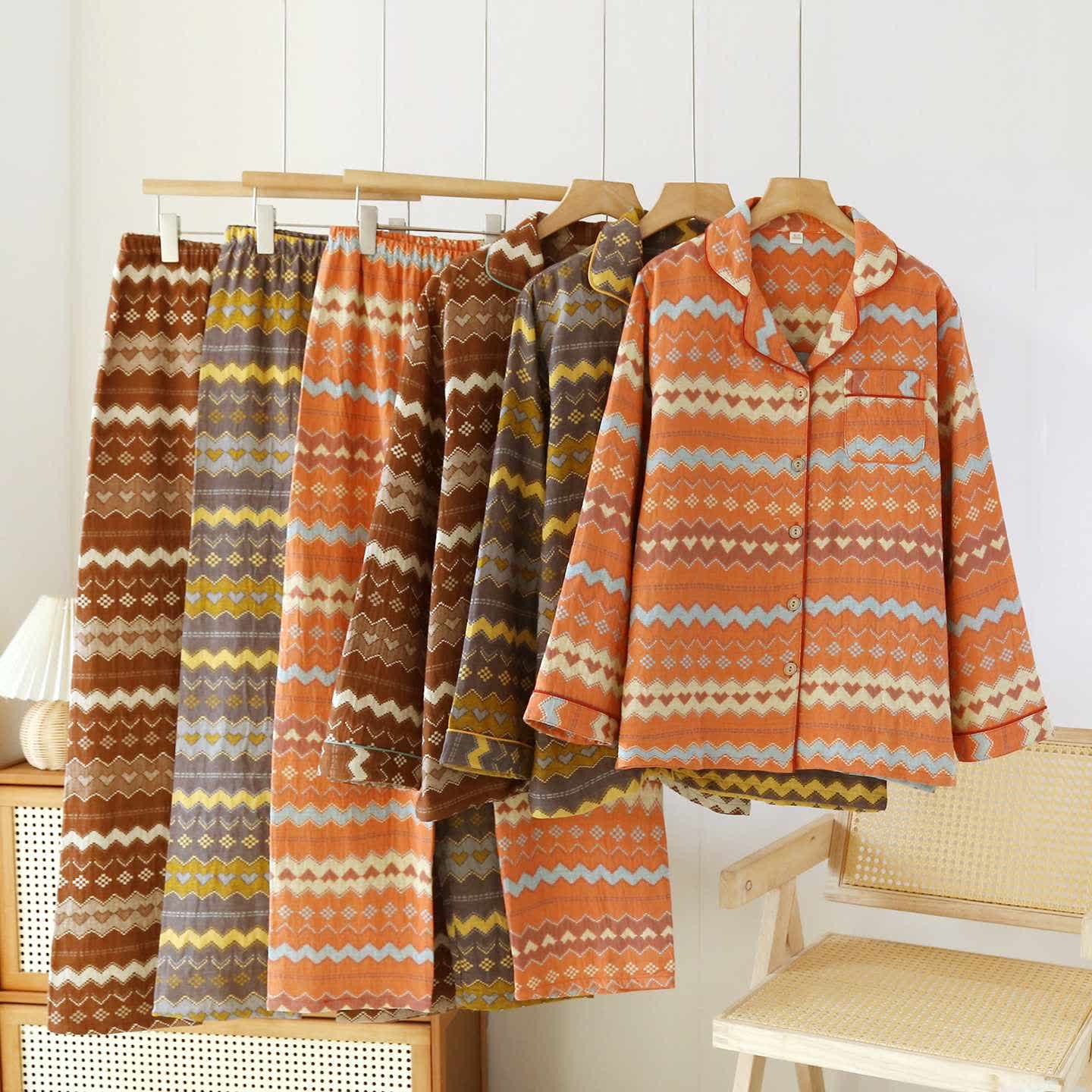 Ownkoti Vintage Wave Cotton Couple Loungewear Set - image 0