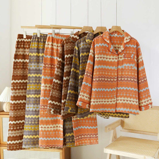 Ownkoti Vintage Wave Cotton Couple Loungewear Set - image 0