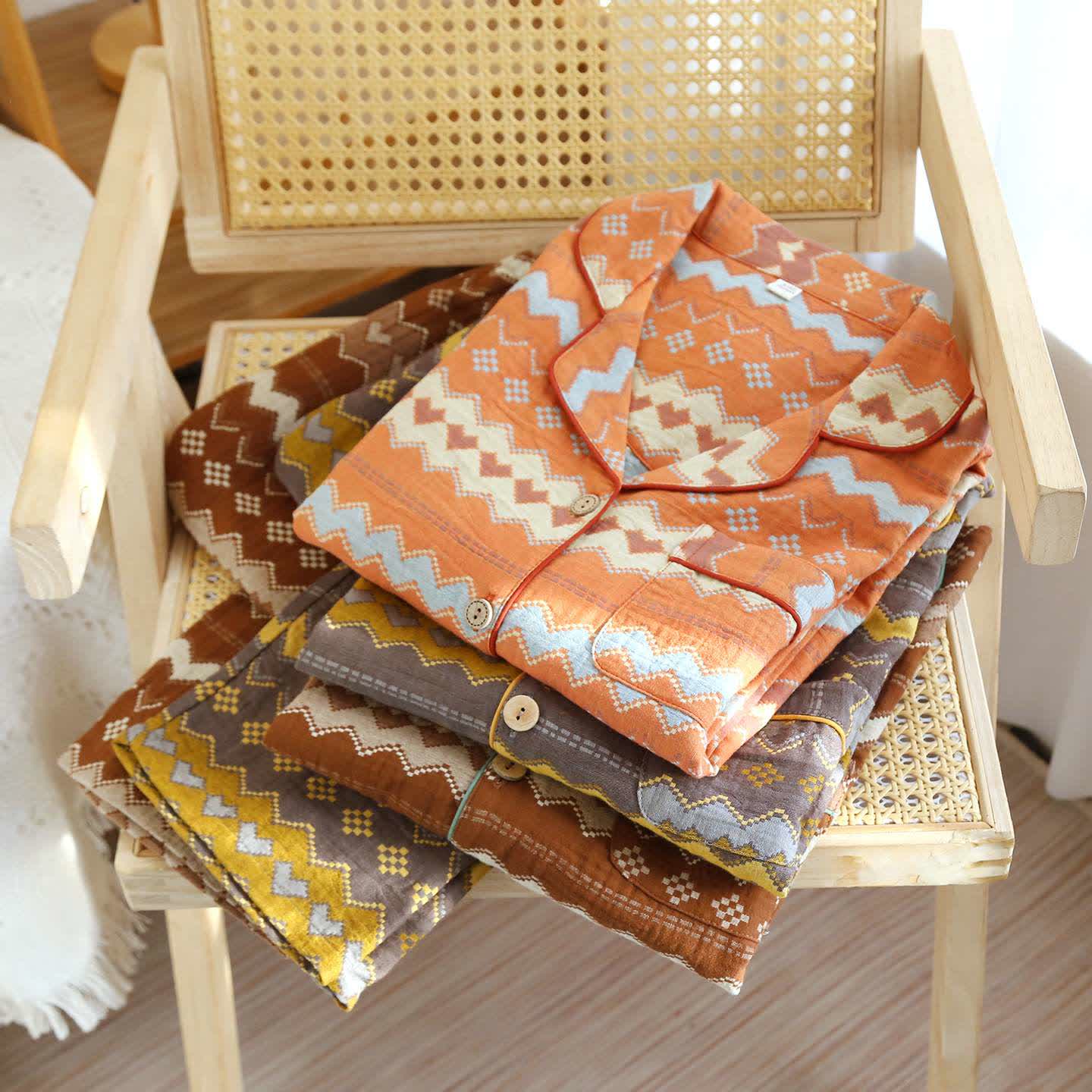 Ownkoti Vintage Wave Cotton Couple Loungewear Set - image 1