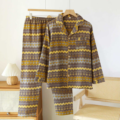 Ownkoti Vintage Wave Cotton Couple Loungewear Set - Men: Grey - XL - image 13