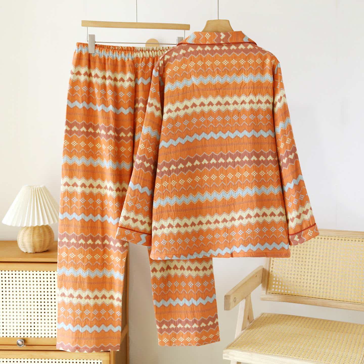 Ownkoti Vintage Wave Cotton Couple Loungewear Set - image 3