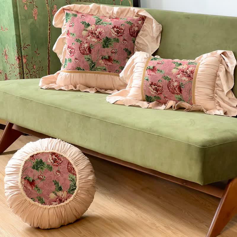 Ownkoti Floral Throw Pillow with Ruffled Edge - image 0