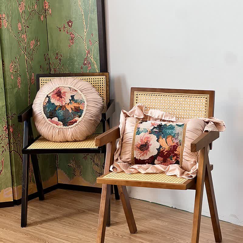 Ownkoti Poppy Floral Throw Pillow with Ruffled Edge - image 2