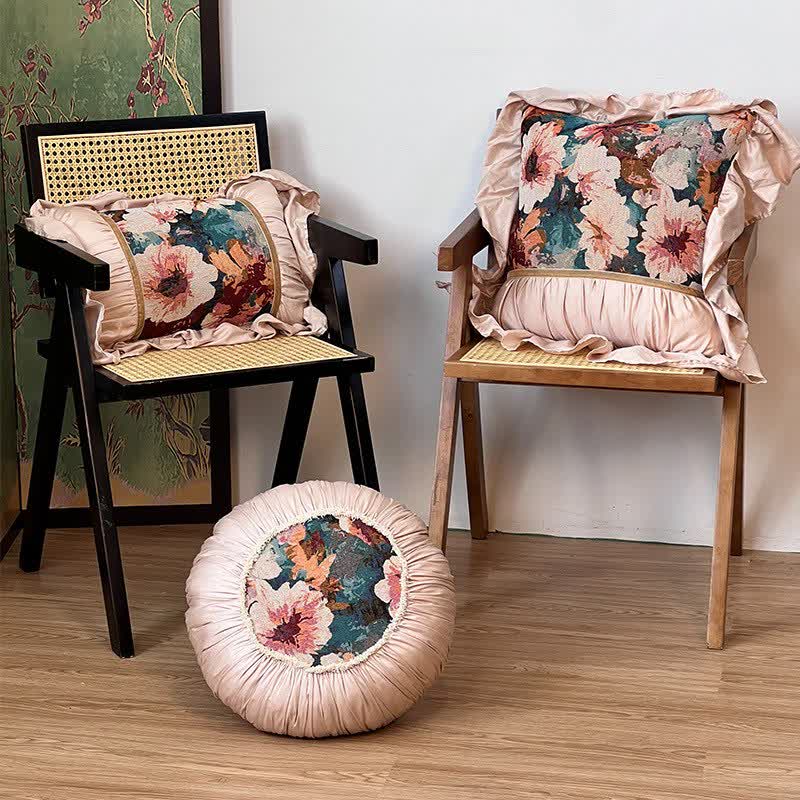 Ownkoti Poppy Floral Throw Pillow with Ruffled Edge - image 0