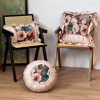 Ownkoti Poppy Floral Throw Pillow with Ruffled Edge - image 0