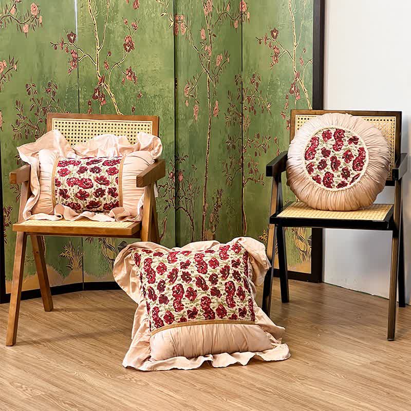 Ownkoti Elegant Floral Throw Pillow with Ruffled Edge - image 0