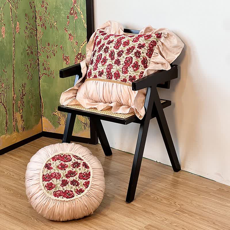 Ownkoti Elegant Floral Throw Pillow with Ruffled Edge - image 3