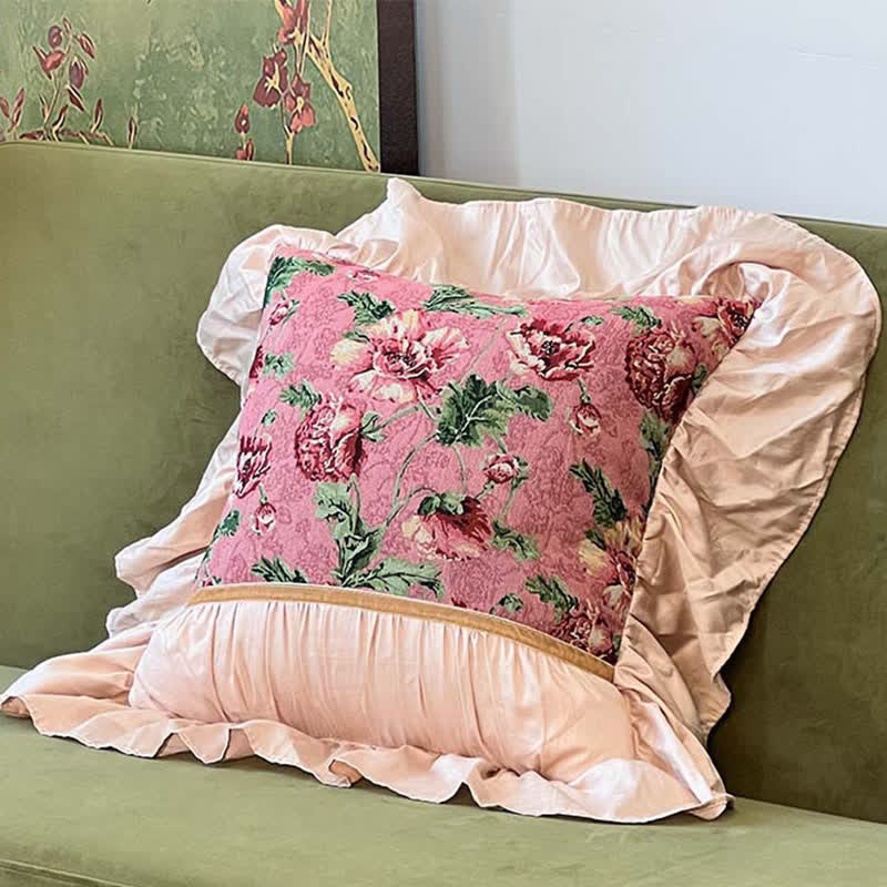 Ownkoti Floral Throw Pillow with Ruffled Edge - Square - 18" x 18" - image 7