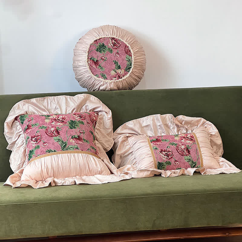 Ownkoti Floral Throw Pillow with Ruffled Edge - image 3