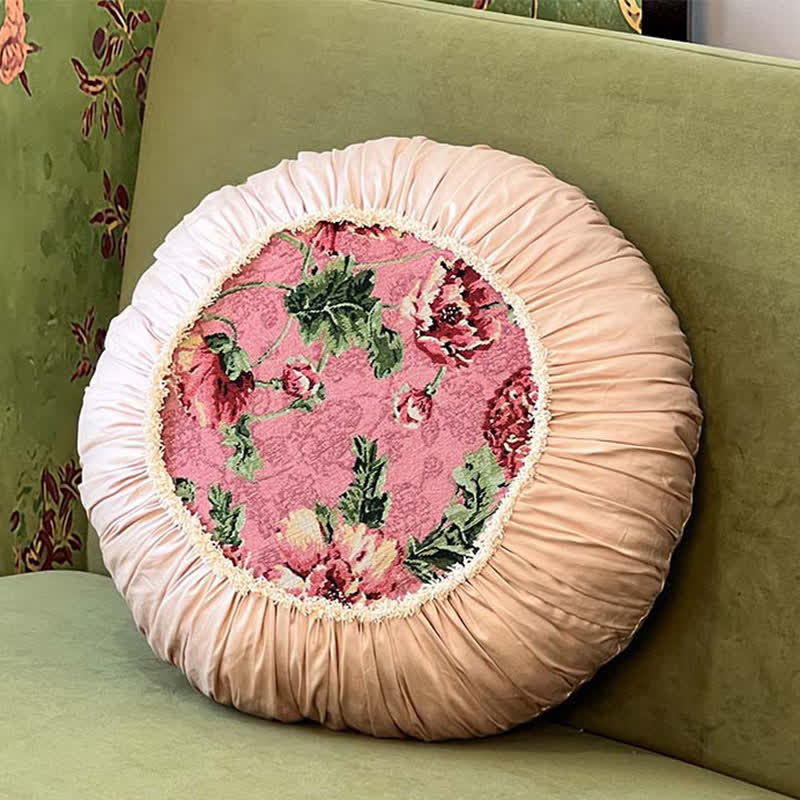 Ownkoti Floral Throw Pillow with Ruffled Edge - Round - 17" x 17" - image 9
