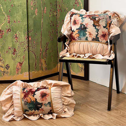 Ownkoti Poppy Floral Throw Pillow with Ruffled Edge - image 3