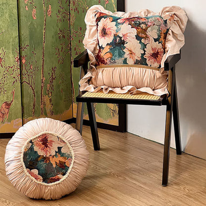 Ownkoti Poppy Floral Throw Pillow with Ruffled Edge - image 4