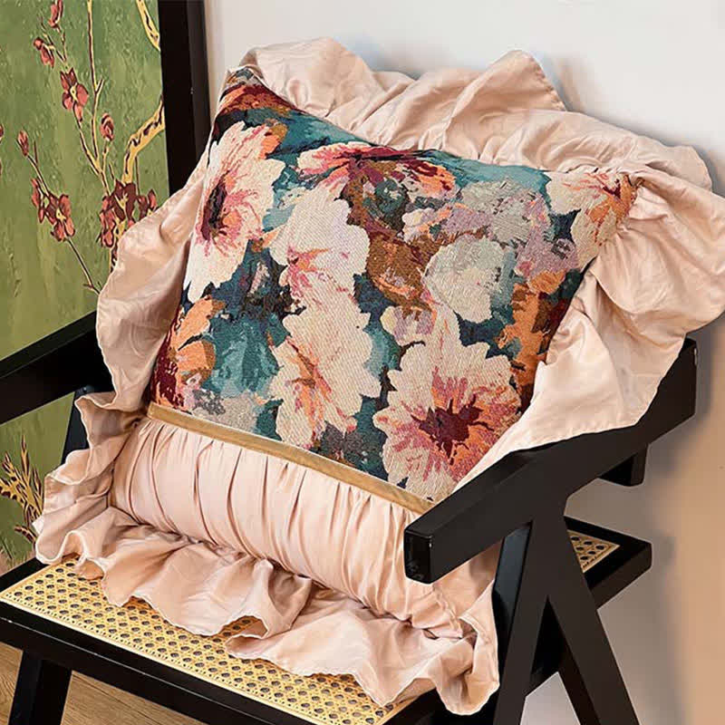 Ownkoti Poppy Floral Throw Pillow with Ruffled Edge - image 8