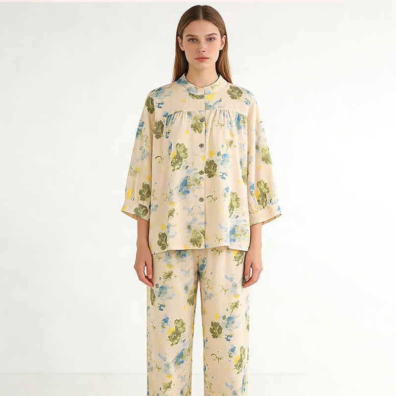 Ownkoti Oriental Ink Floral Cotton Loungewear Set - image 1