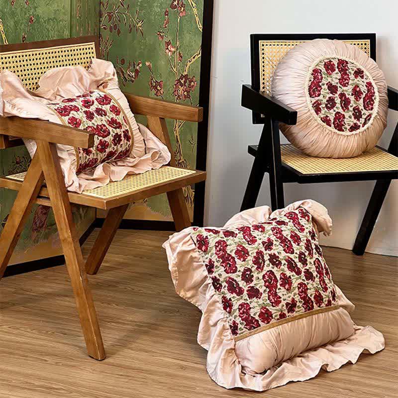 Ownkoti Elegant Floral Throw Pillow with Ruffled Edge - image 2