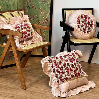 Ownkoti Elegant Floral Throw Pillow with Ruffled Edge - image 2