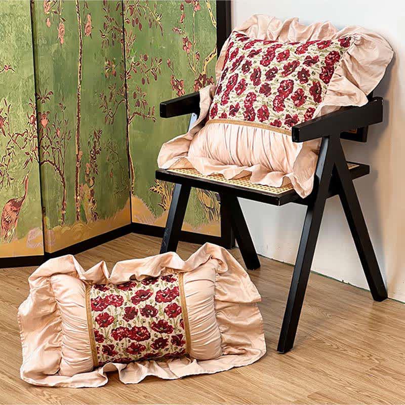 Ownkoti Elegant Floral Throw Pillow with Ruffled Edge - image 5