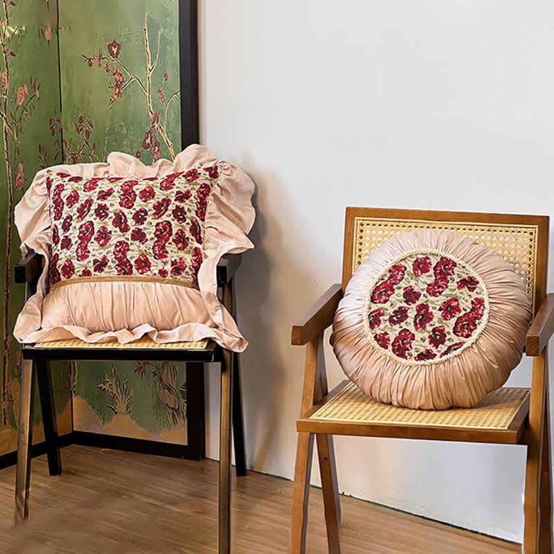 Ownkoti Elegant Floral Throw Pillow with Ruffled Edge - image 4