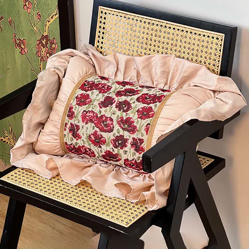 Ownkoti Elegant Floral Throw Pillow with Ruffled Edge - Rectangular - 12" x 19" - image 8