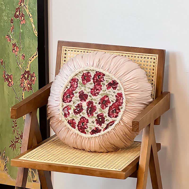 Ownkoti Elegant Floral Throw Pillow with Ruffled Edge - Round - 17" x 17" - image 10