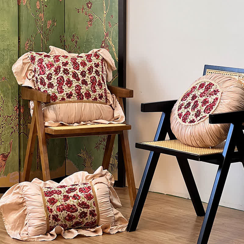 Ownkoti Elegant Floral Throw Pillow with Ruffled Edge - image 1