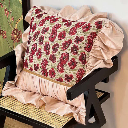 Ownkoti Elegant Floral Throw Pillow with Ruffled Edge - Square - 18" x 18" - image 6